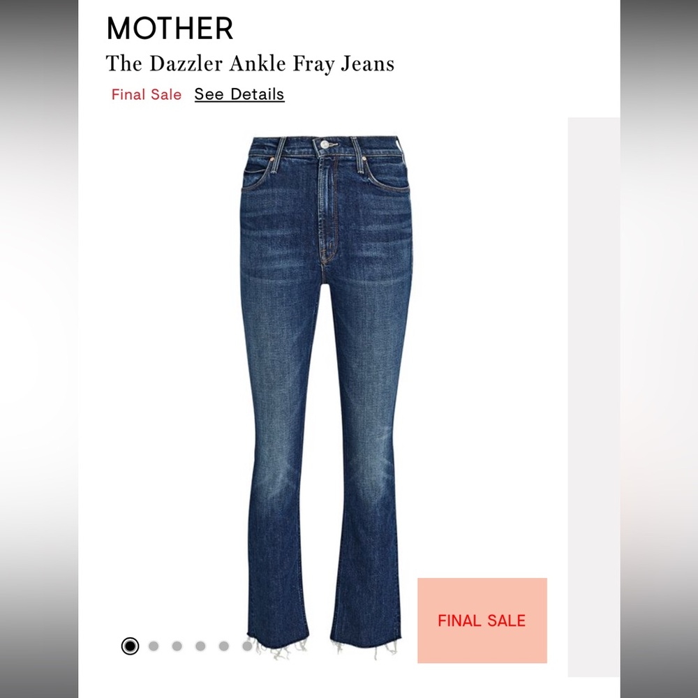 Mother Superior The Dazzler Ankle Fray Jeans in Painfully Obvious size 24